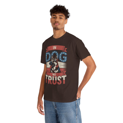 Patriotic German Shepherd In Dog We Trust Unisex T-shirt | TEEZOCA 