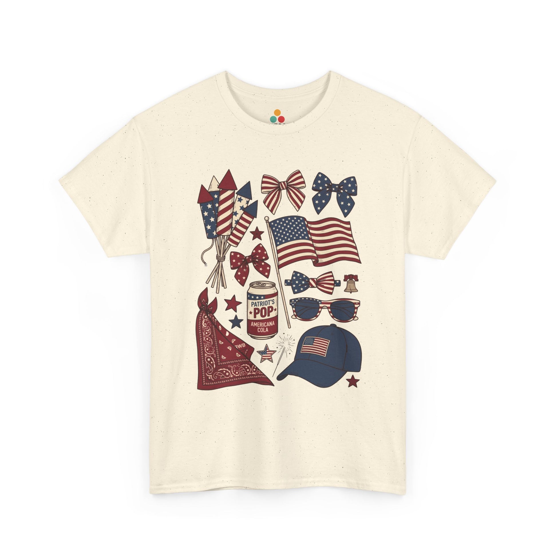 Patriotic USA Coquette 4th of July cream ivory Shirt — Vintage Western Aesthetic T-shirt for Summer | TEEZOCA 
