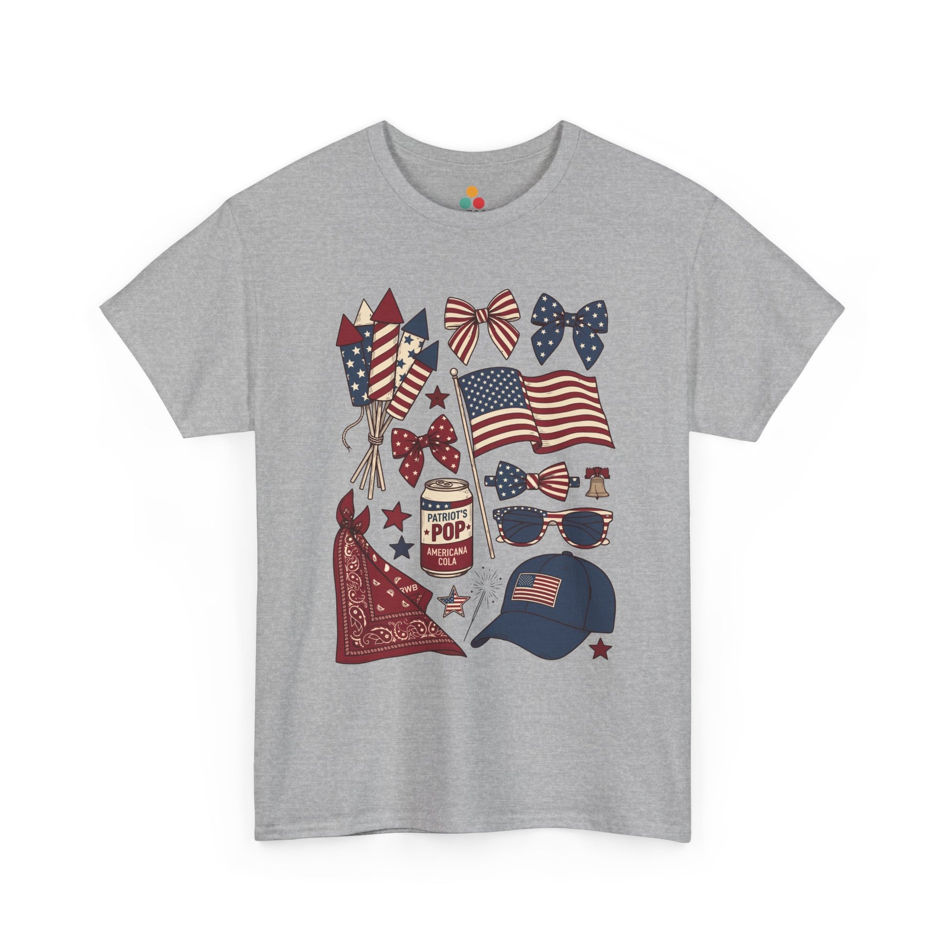 Patriotic USA Coquette 4th of July heather grey Shirt — Vintage Western Aesthetic T-shirt for Summer | TEEZOCA 