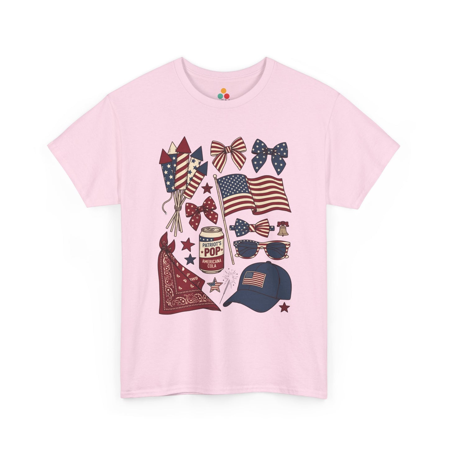 Patriotic USA Coquette 4th of July soft pink Shirt — Vintage Western Aesthetic T-shirt for Summer | TEEZOCA 