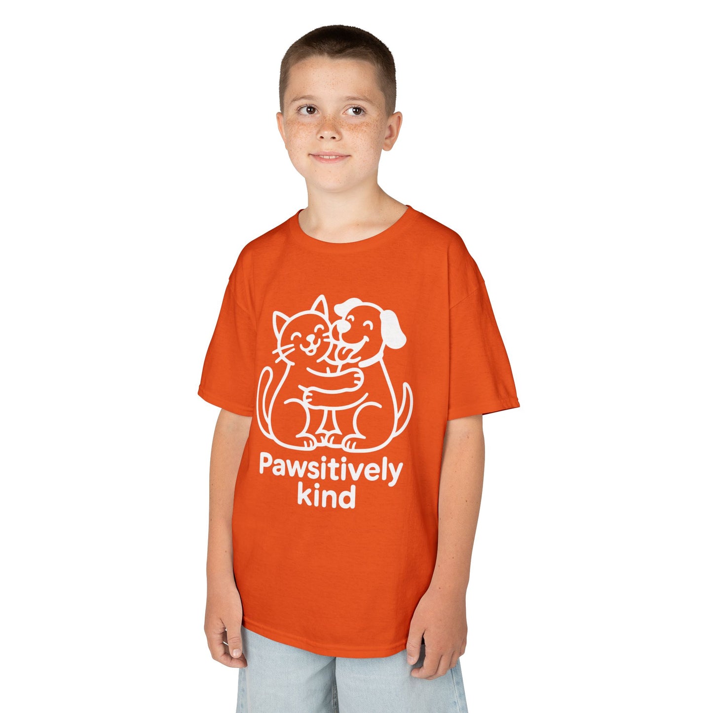Pawsitively Kind Orange Unity Day Anti-Bullying Kids T-shirt | TEEZOCA Unity Day orange pawsitively kind graphic Kids T-shirt