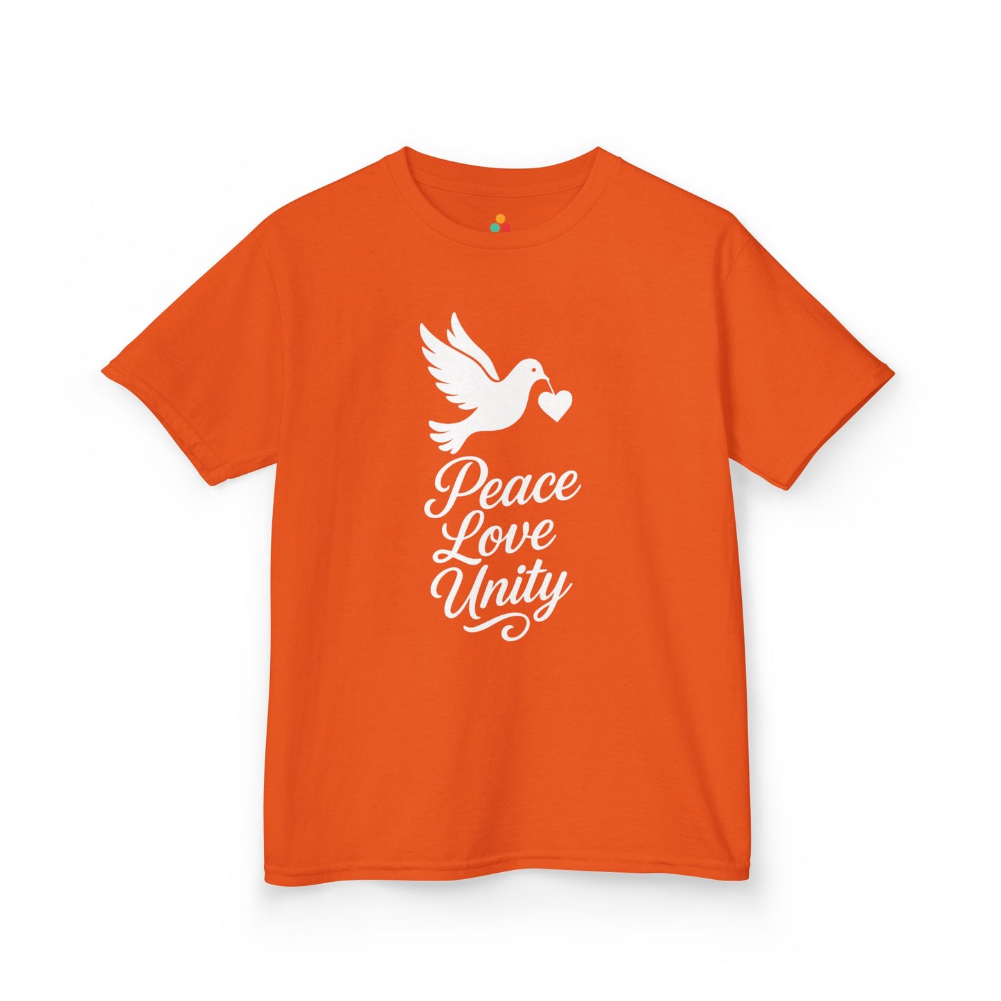 Peace Love Unity Dove Orange Unity Day Kids T-shirt | TEEZOCA Peace Love Unity dove orange Unity Day Kids T-shirt
