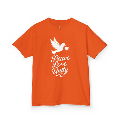 Peace Love Unity Dove Orange Unity Day Kids T-shirt | TEEZOCA Peace Love Unity dove orange Unity Day Kids T-shirt