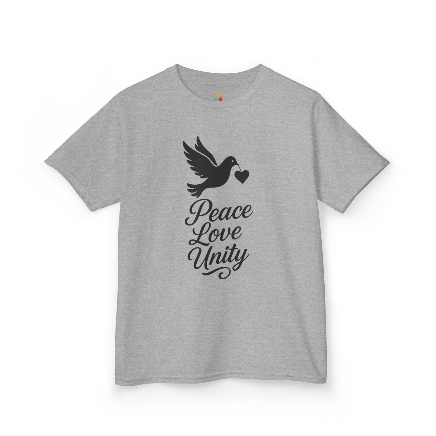 Peace Love Unity Dove Orange Unity Day Kids T-shirt | TEEZOCA anti-bullying orange dove kindness Kids T-shirt
