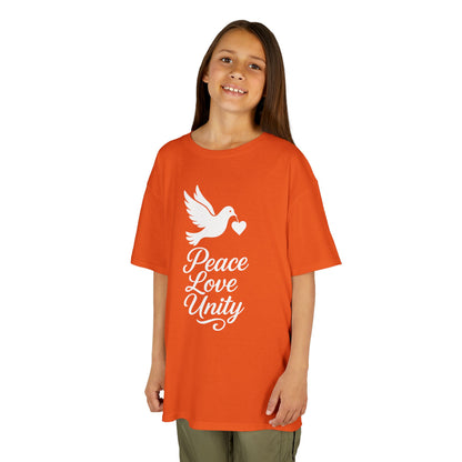 Peace Love Unity Dove Orange Unity Day Kids T-shirt | TEEZOCA be kind peace dove design Kids T-shirt