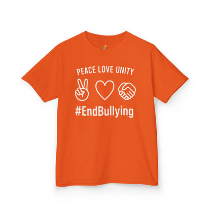 Peace Love Unity #EndBullying Orange Unity Day Kids T-shirt | TEEZOCA 