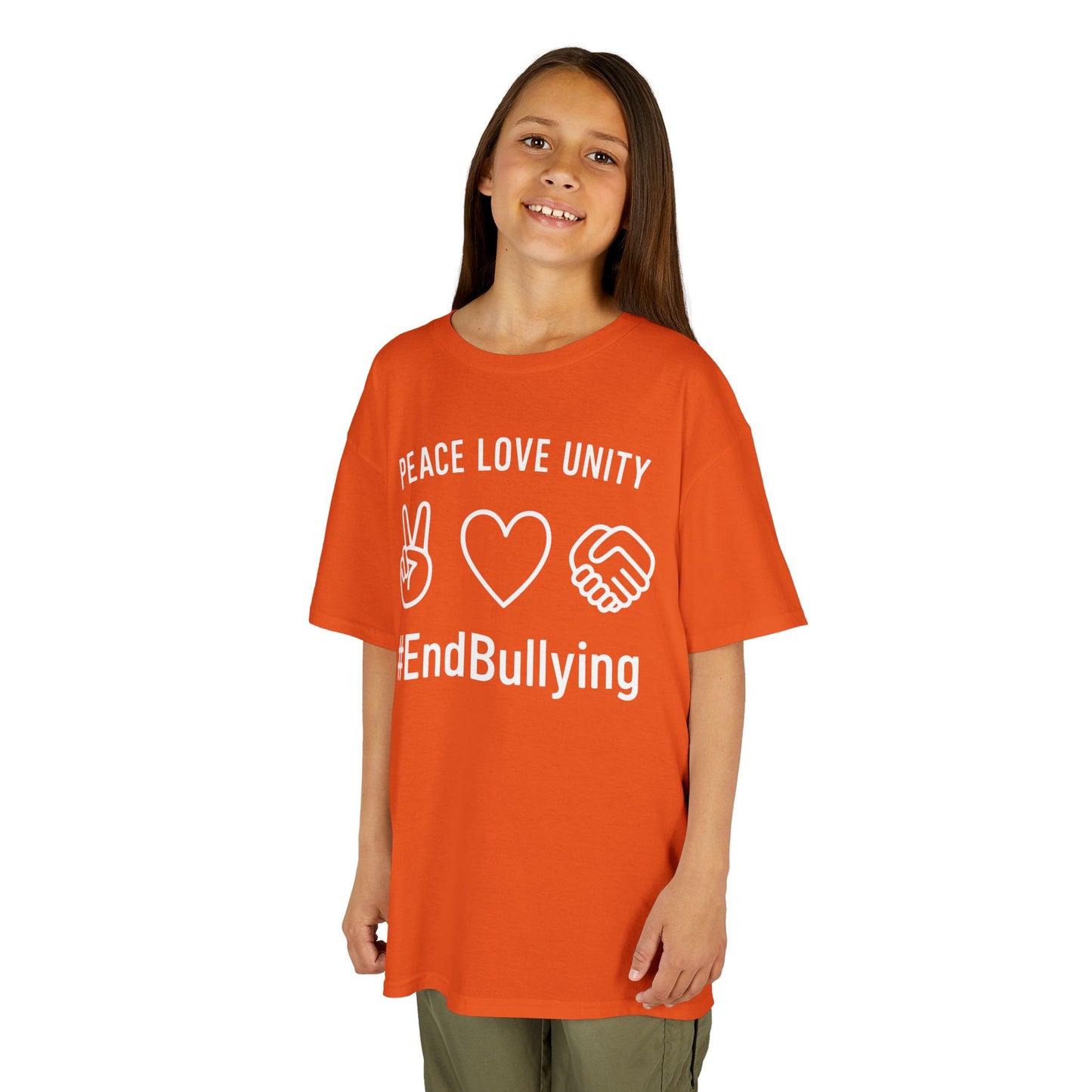 Peace Love Unity #EndBullying Orange Unity Day Kids T-shirt | TEEZOCA 