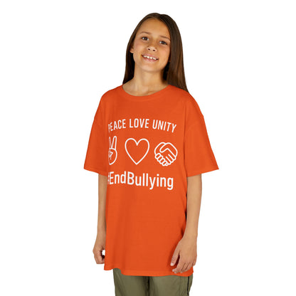 Peace Love Unity #EndBullying Orange Unity Day Kids T-shirt | TEEZOCA 