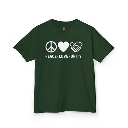 Peace Love Unity Orange Unity Day Anti-Bullying Kids T-shirt | TEEZOCA peace heart handshake unity Kids T-shirt