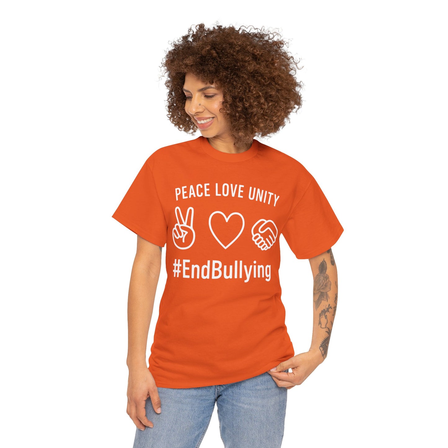 Peace Love Unity Unisex T-shirt for Unity Day Anti-Bullying Awareness | TEEZOCA peace love unity Unisex T-shirt modern kindness outfit