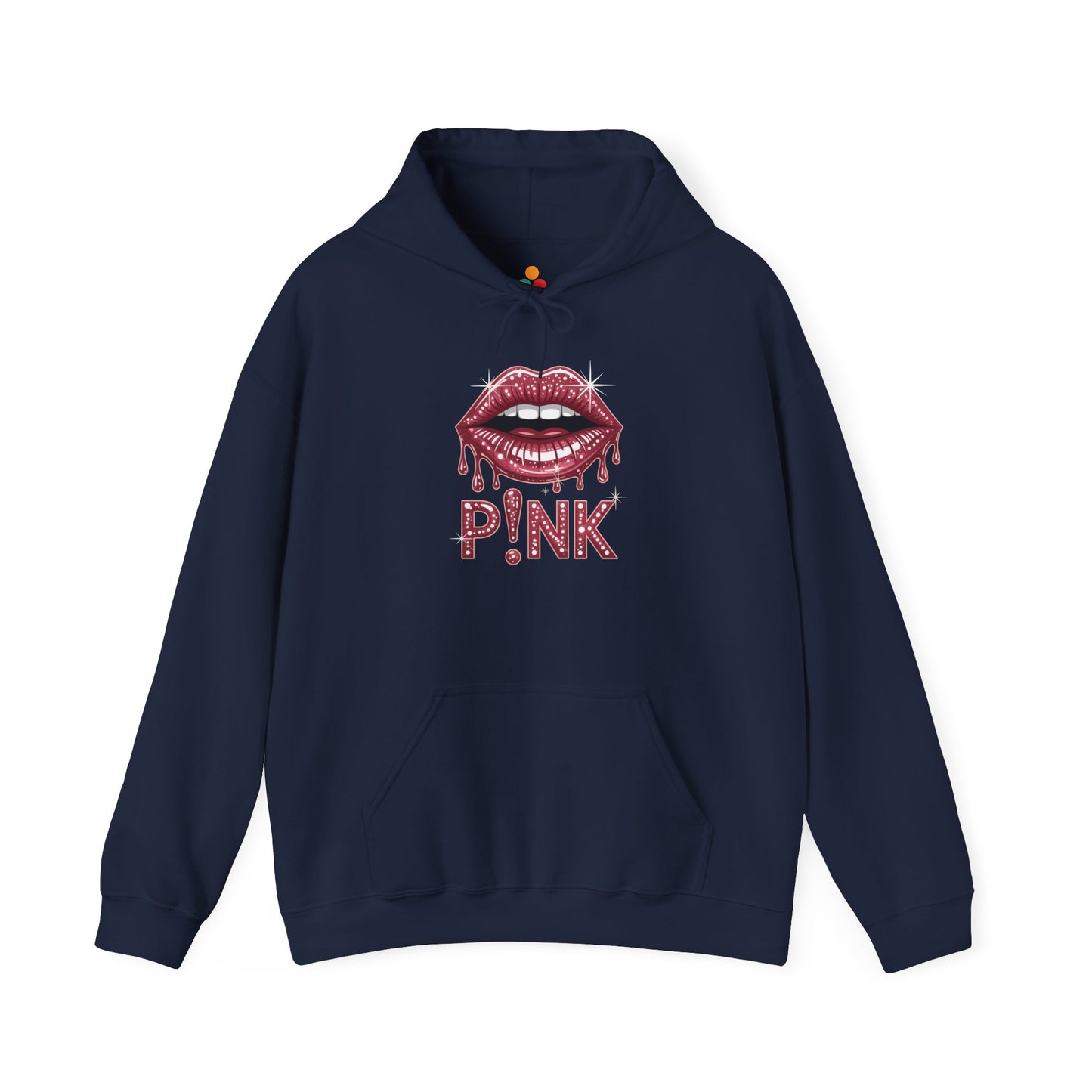 Pink Lips Graphic Heavy Blend Hoodie – Bold Pop Art Style | TEEZOCA pink lips graphic Heavy Blend Hoodie with glossy pop art style
