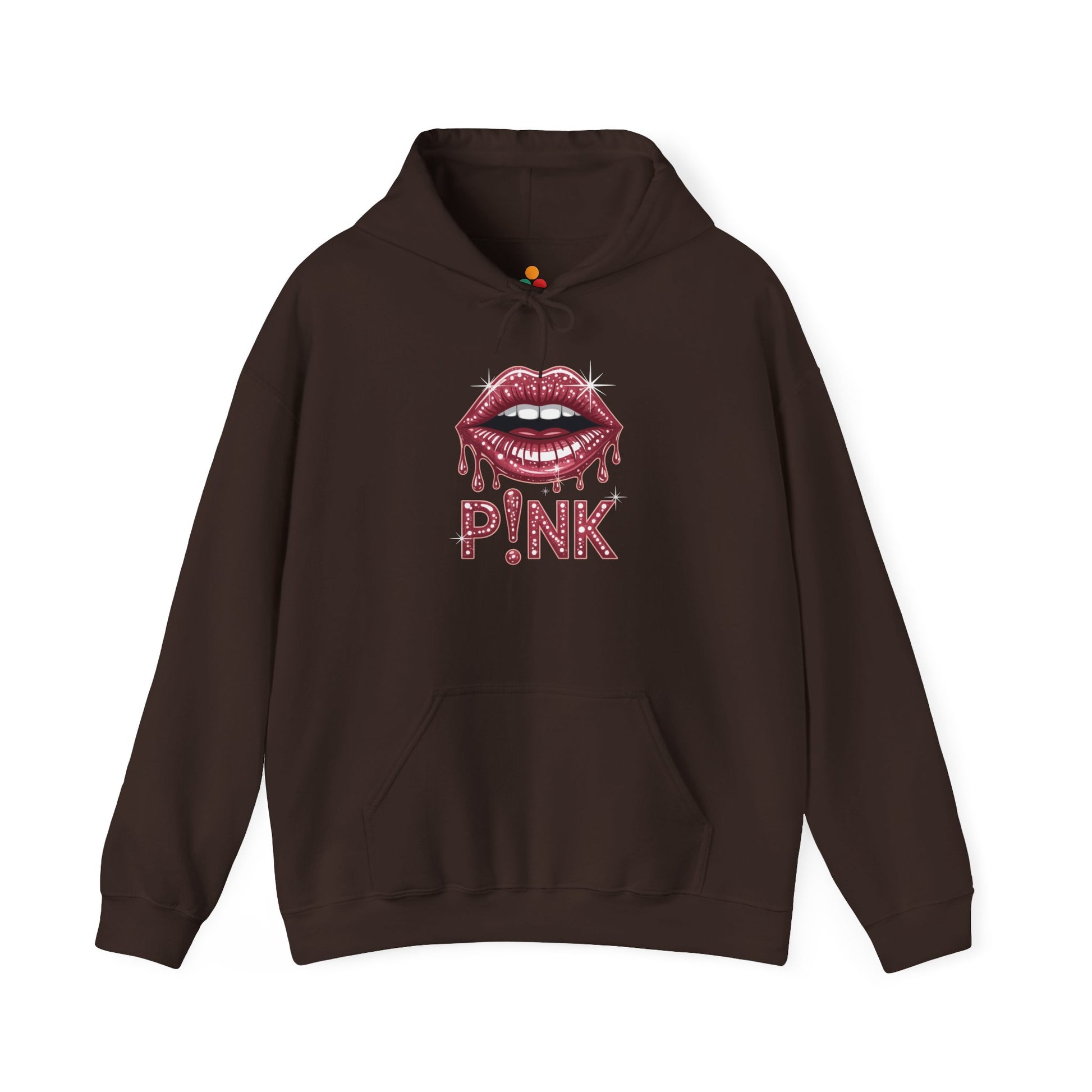 Pink Lips Graphic Heavy Blend Hoodie – Bold Pop Art Style | TEEZOCA sparkle lips artwork Heavy Blend Hoodie edgy fashion design
