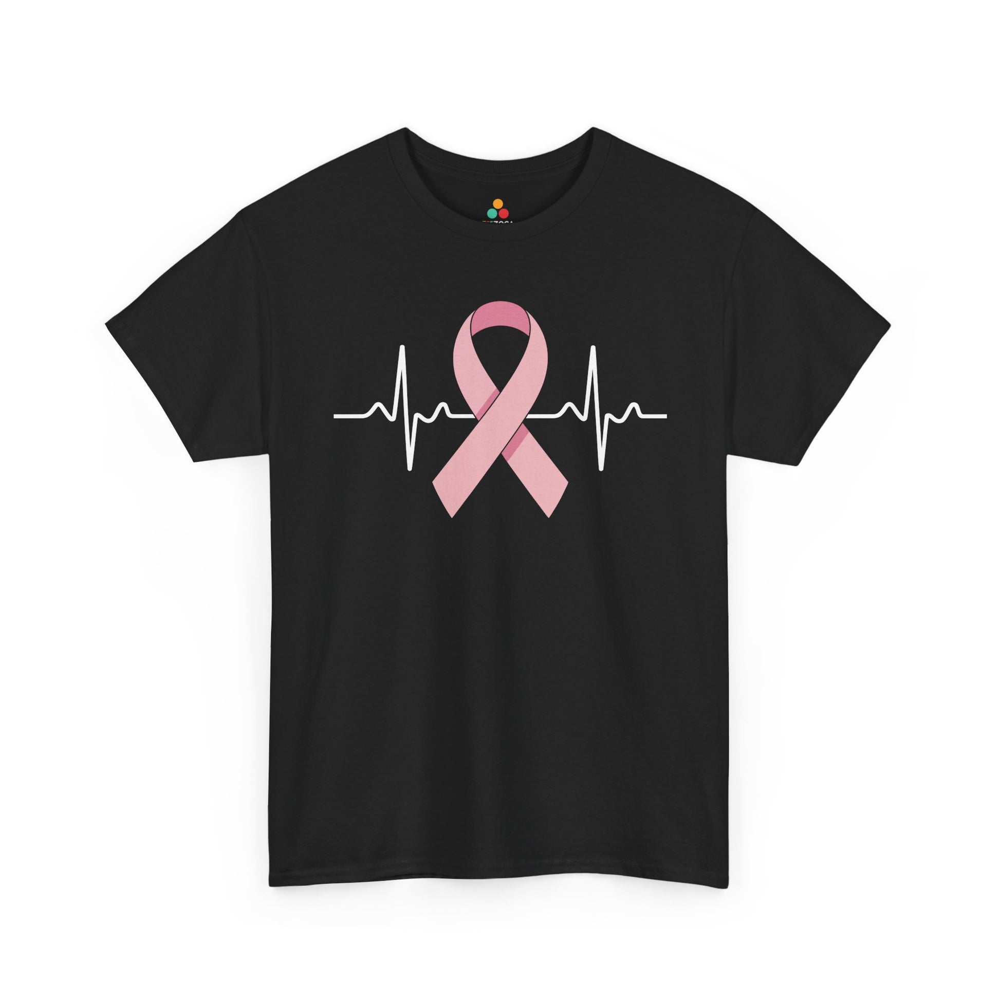 Pink Ribbon Heartbeat Breast Cancer Awareness Unisex T-shirt | TEEZOCA 