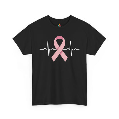 Pink Ribbon Heartbeat Breast Cancer Awareness Unisex T-shirt | TEEZOCA 