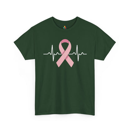 Pink Ribbon Heartbeat Breast Cancer Awareness Unisex T-shirt | TEEZOCA 