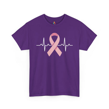 Pink Ribbon Heartbeat Breast Cancer Awareness Unisex T-shirt | TEEZOCA 