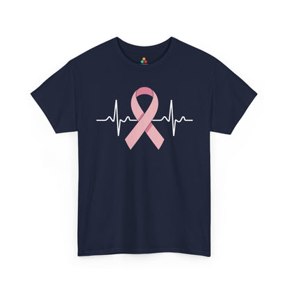 Pink Ribbon Heartbeat Breast Cancer Awareness Unisex T-shirt | TEEZOCA 
