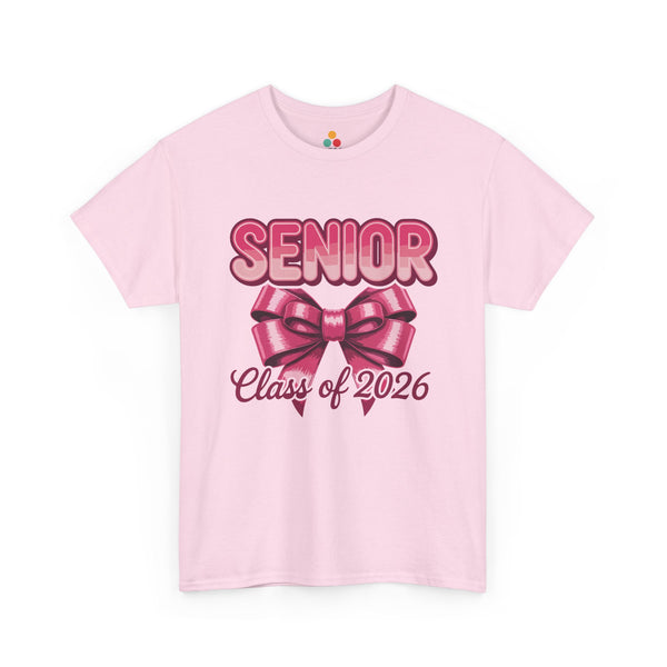 Pink TEEZOCA senior Class of 2026 girly bow graduation tee