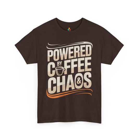 Powered by Coffee & Chaos Unisex T-shirt Funny Quote | TEEZOCA 