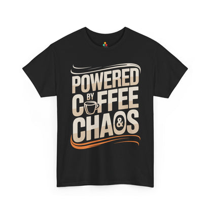 Powered by Coffee & Chaos Unisex T-shirt Funny Quote | TEEZOCA 