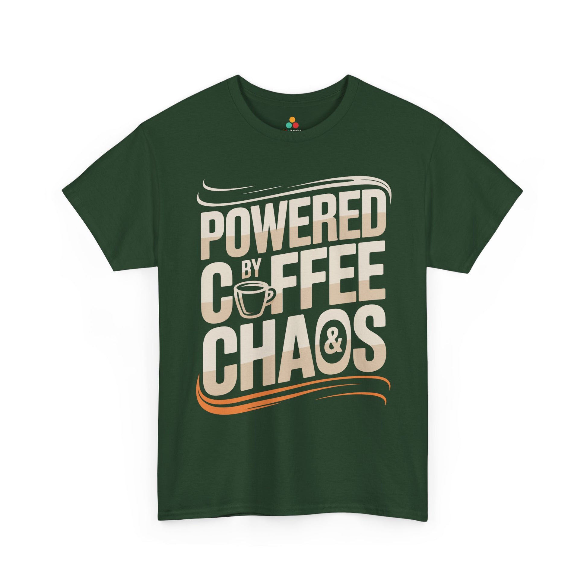 Powered by Coffee & Chaos Unisex T-shirt Funny Quote | TEEZOCA 