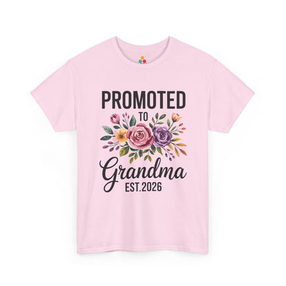 Promoted To Grandma Est. 2026 Floral T‑Shirt – New Grandma Flowers Gift Tee | TEEZOCA 