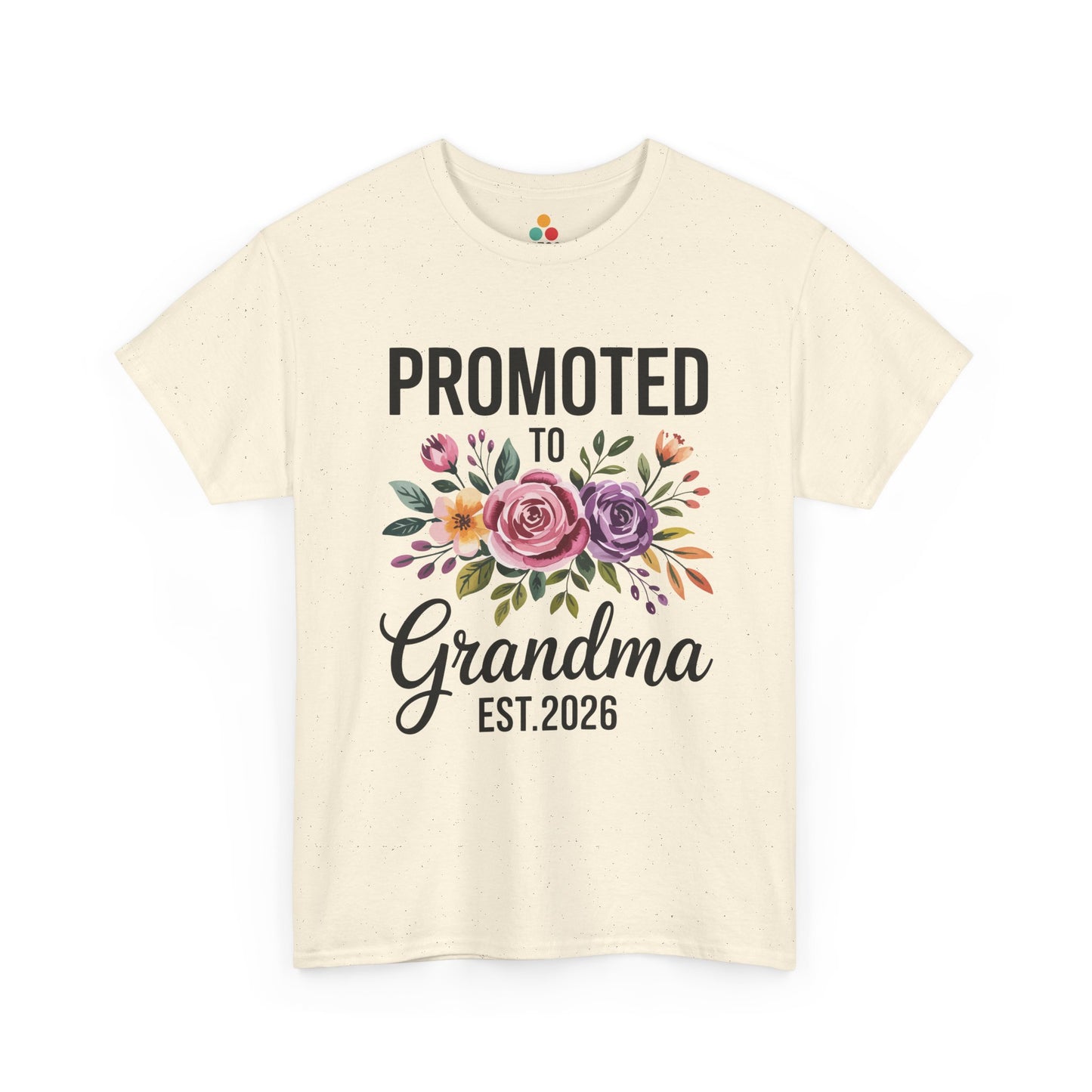Promoted To Grandma Est. 2026 Floral T‑Shirt – New Grandma Flowers Gift Tee | TEEZOCA 