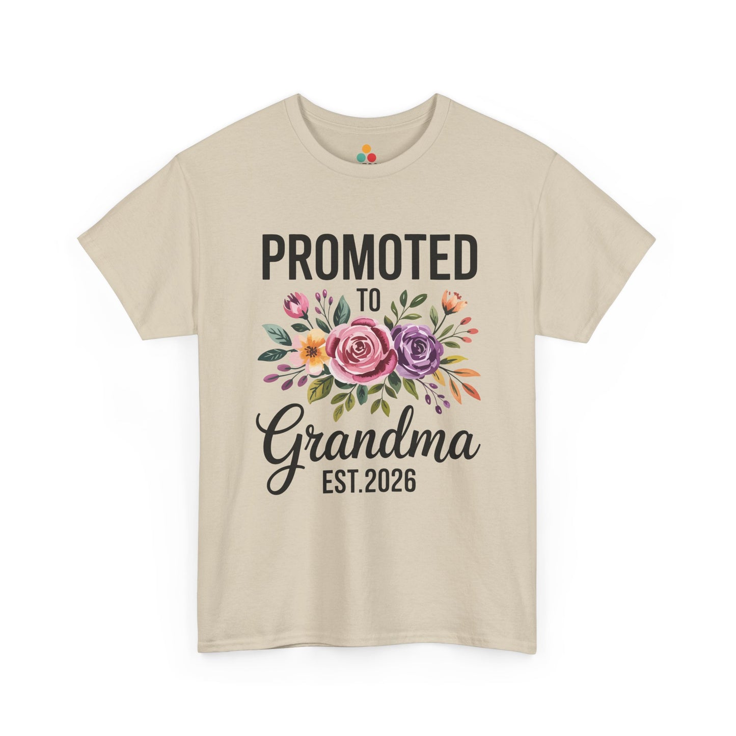 Promoted To Grandma Est. 2026 Floral T‑Shirt – New Grandma Flowers Gift Tee | TEEZOCA 