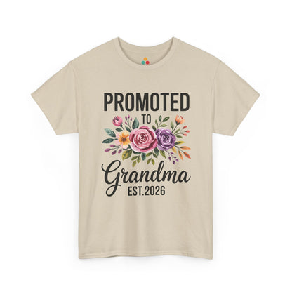 Promoted To Grandma Est. 2026 Floral T‑Shirt – New Grandma Flowers Gift Tee | TEEZOCA 