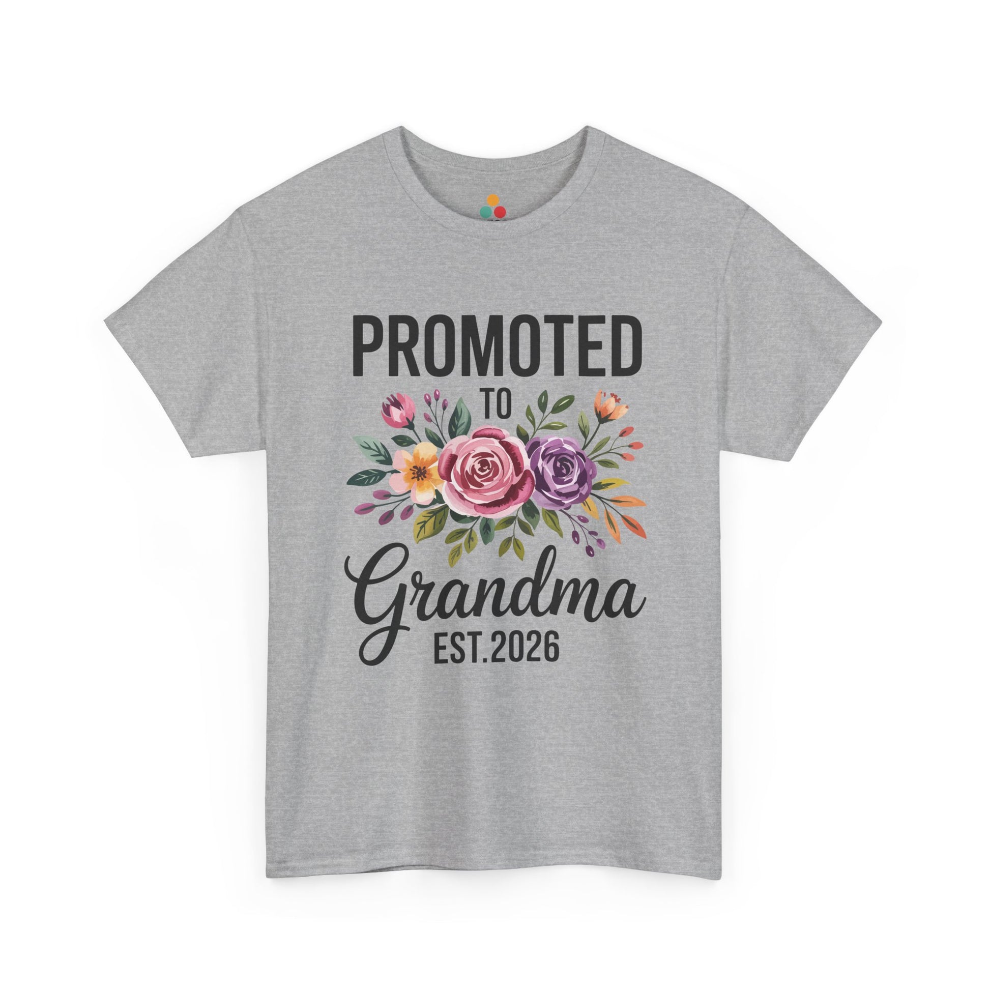 Promoted To Grandma Est. 2026 Floral T‑Shirt – New Grandma Flowers Gift Tee | TEEZOCA 