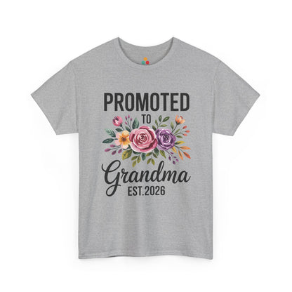 Promoted To Grandma Est. 2026 Floral T‑Shirt – New Grandma Flowers Gift Tee | TEEZOCA 