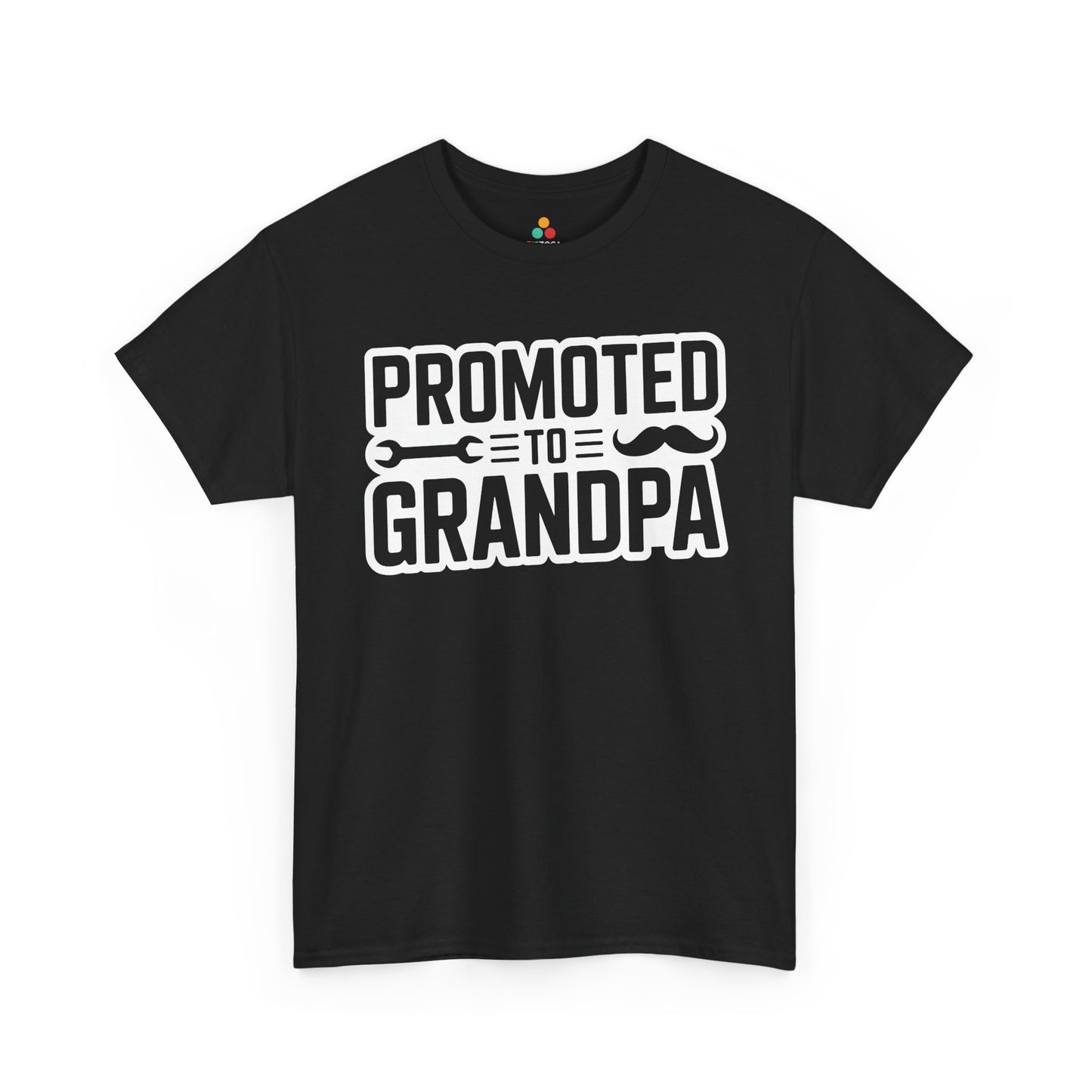 Promoted To Grandpa Unisex T-shirt Funny Dad Upgrade Gift | TEEZOCA funny grandpa gift Unisex T-shirt with mustache graphic