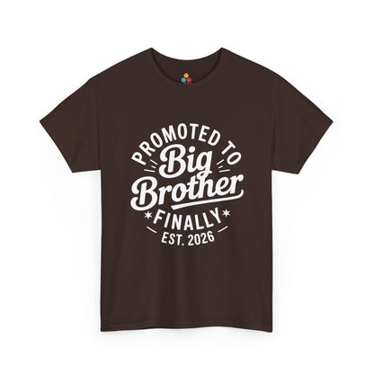 Promoted to Big Brother Finally Est. 2026 T-Shirt – Funny New Sibling Announcement Tee | TEEZOCA 