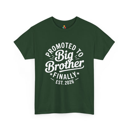 Promoted to Big Brother Finally Est. 2026 T-Shirt – Funny New Sibling Announcement Tee | TEEZOCA 