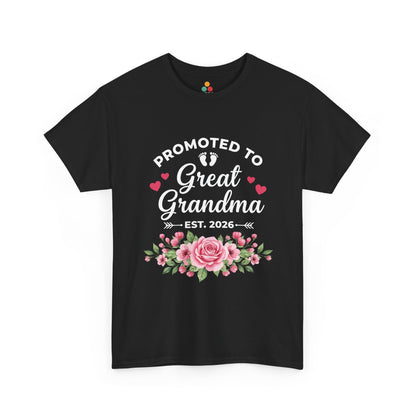 Promoted to Great Grandma Est 2026 T‑Shirt – Cute Floral Milestone Gift | TEEZOCA 