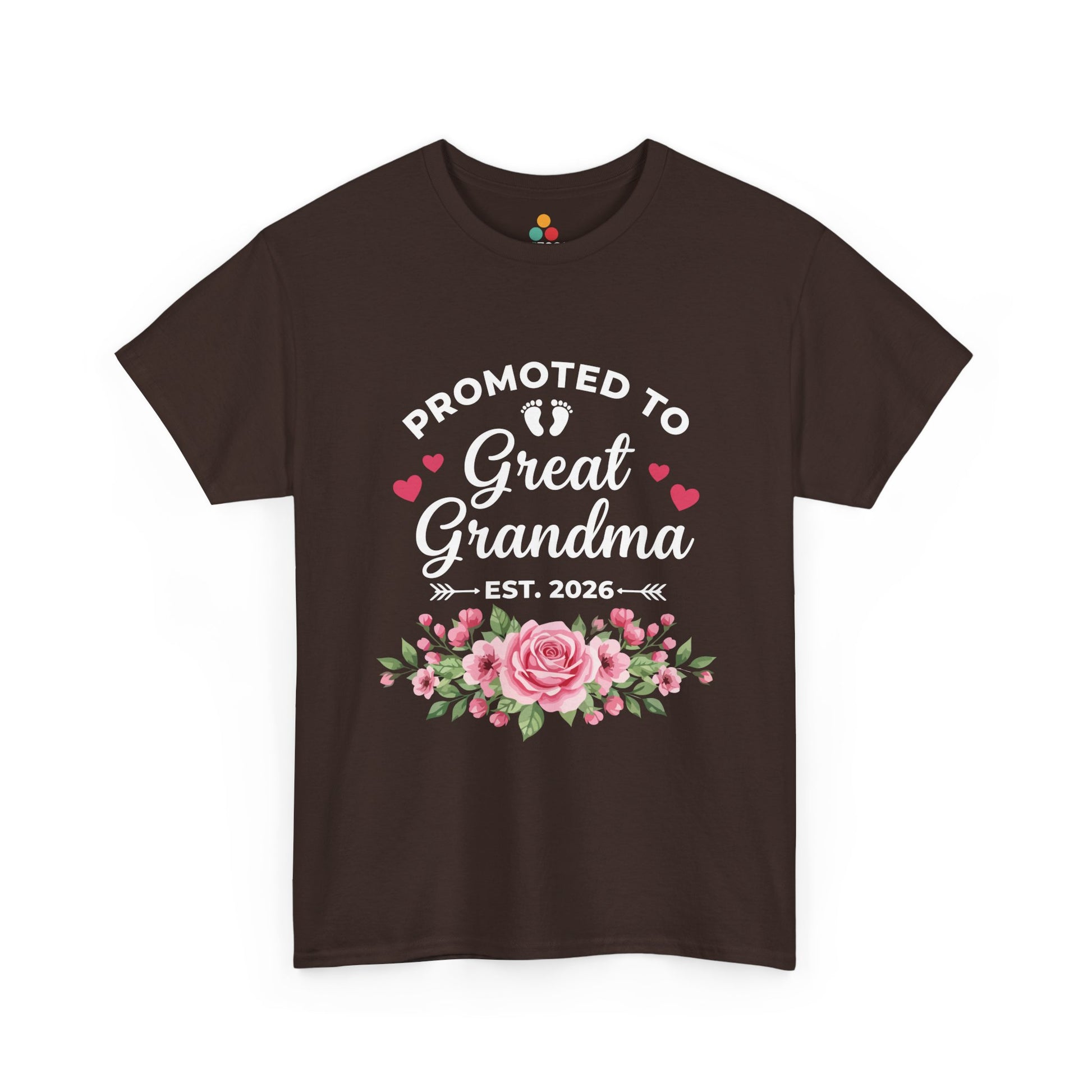 Promoted to Great Grandma Est 2026 T‑Shirt – Cute Floral Milestone Gift | TEEZOCA 