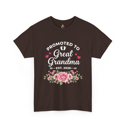 Promoted to Great Grandma Est 2026 T‑Shirt – Cute Floral Milestone Gift | TEEZOCA 