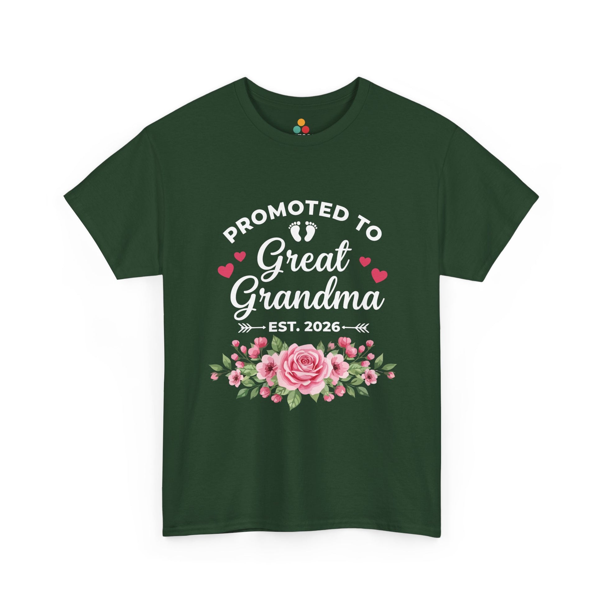Promoted to Great Grandma Est 2026 T‑Shirt – Cute Floral Milestone Gift | TEEZOCA 