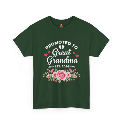 Promoted to Great Grandma Est 2026 T‑Shirt – Cute Floral Milestone Gift | TEEZOCA 