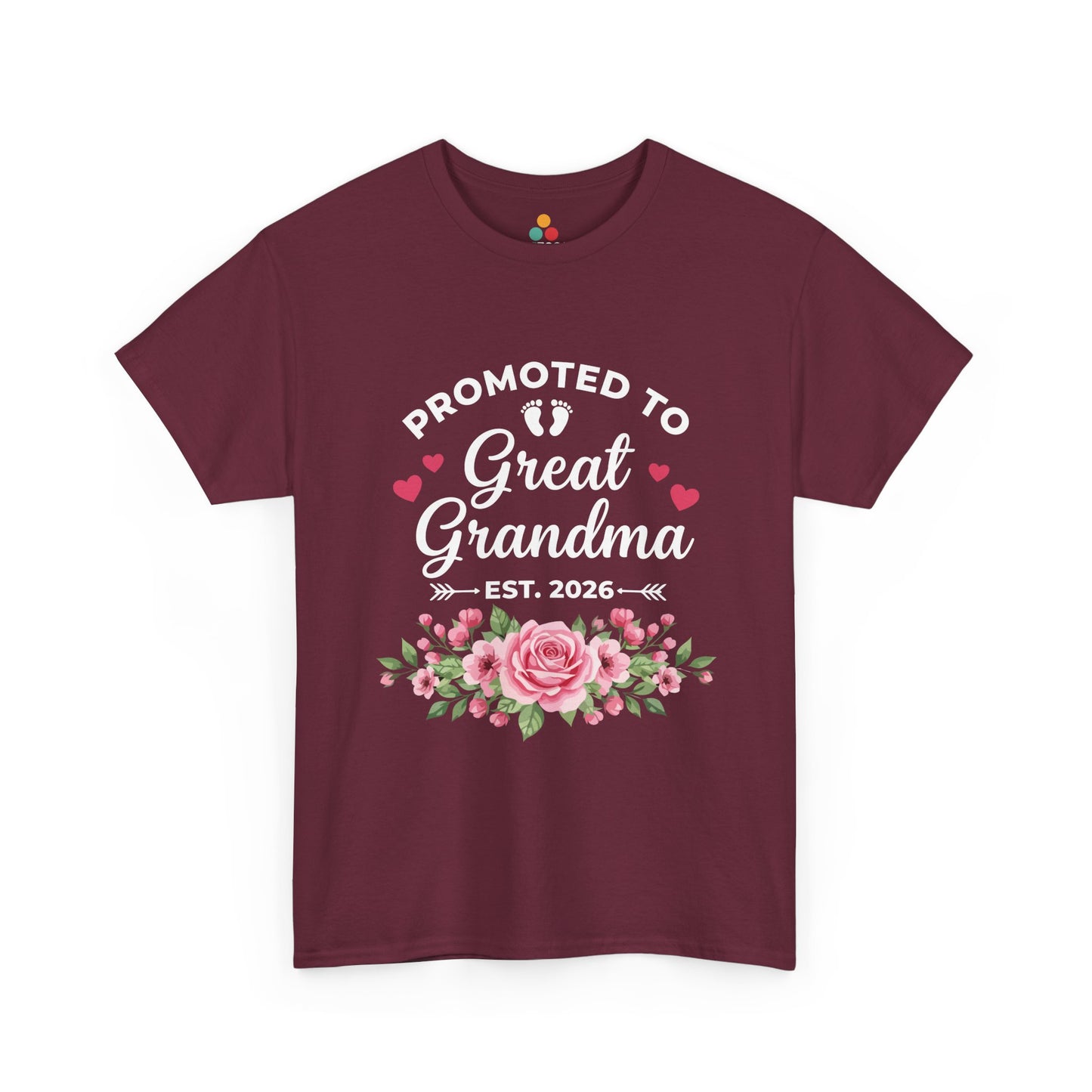 Promoted to Great Grandma Est 2026 T‑Shirt – Cute Floral Milestone Gift | TEEZOCA 