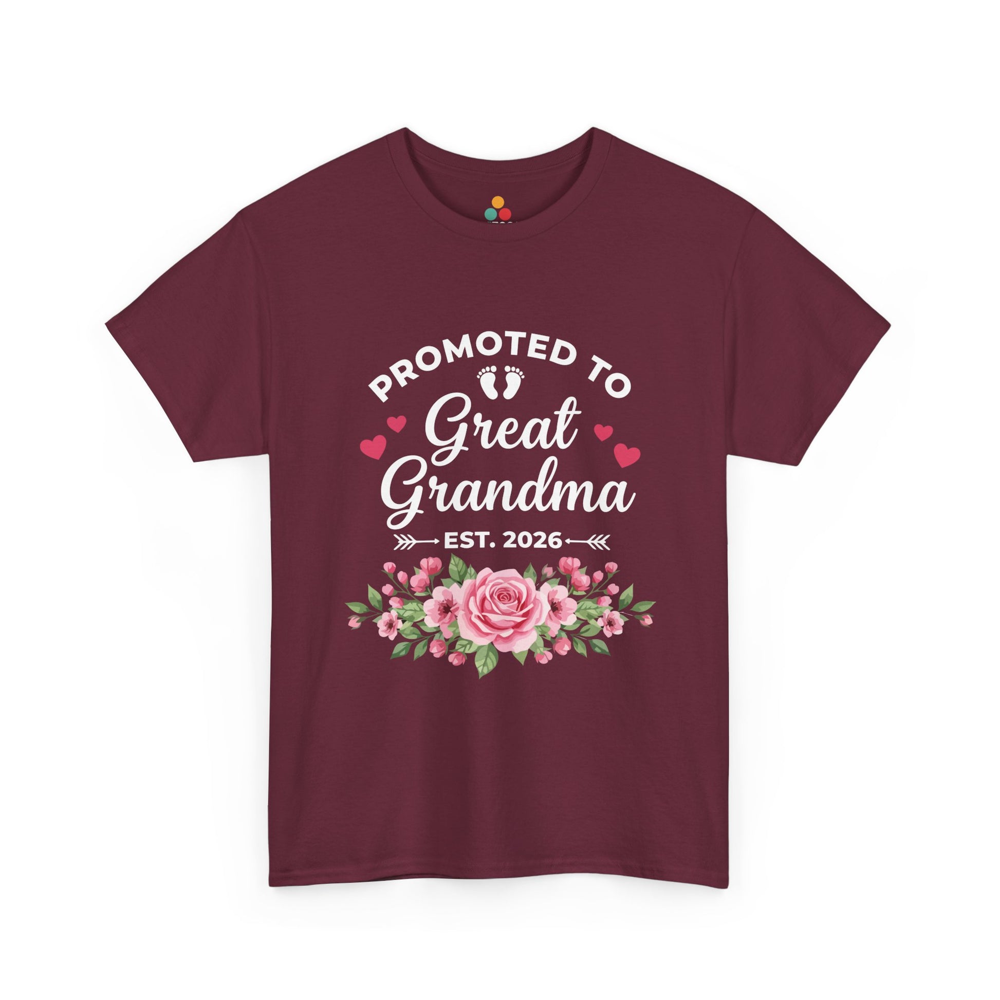 Promoted to Great Grandma Est 2026 T‑Shirt – Cute Floral Milestone Gift | TEEZOCA 