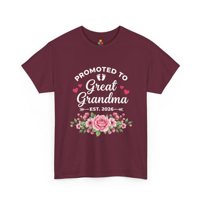 Promoted to Great Grandma Est 2026 T‑Shirt – Cute Floral Milestone Gift | TEEZOCA 