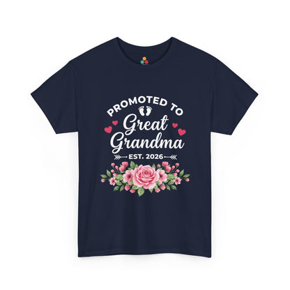Promoted to Great Grandma Est 2026 T‑Shirt – Cute Floral Milestone Gift | TEEZOCA 