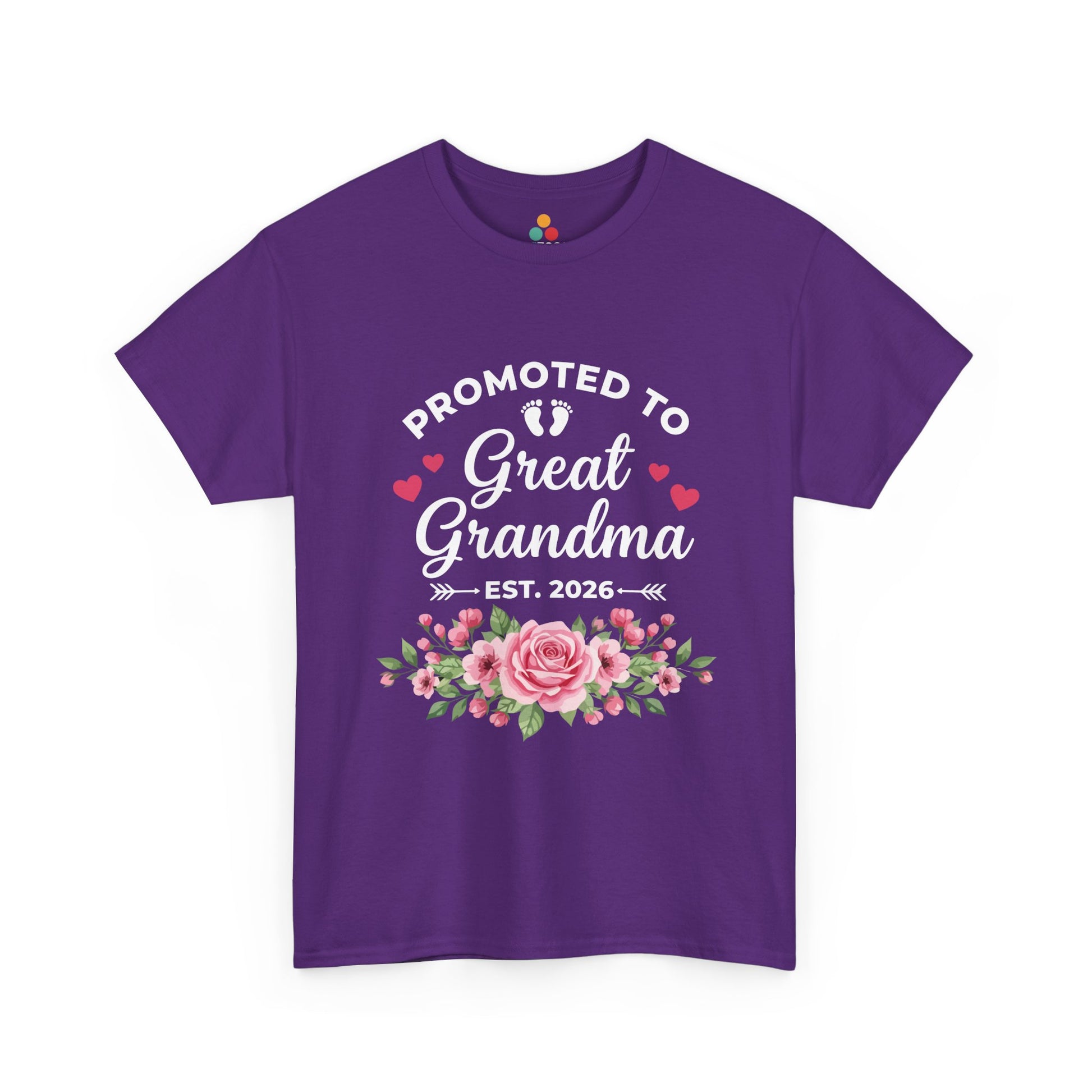 Promoted to Great Grandma Est 2026 T‑Shirt – Cute Floral Milestone Gift | TEEZOCA 