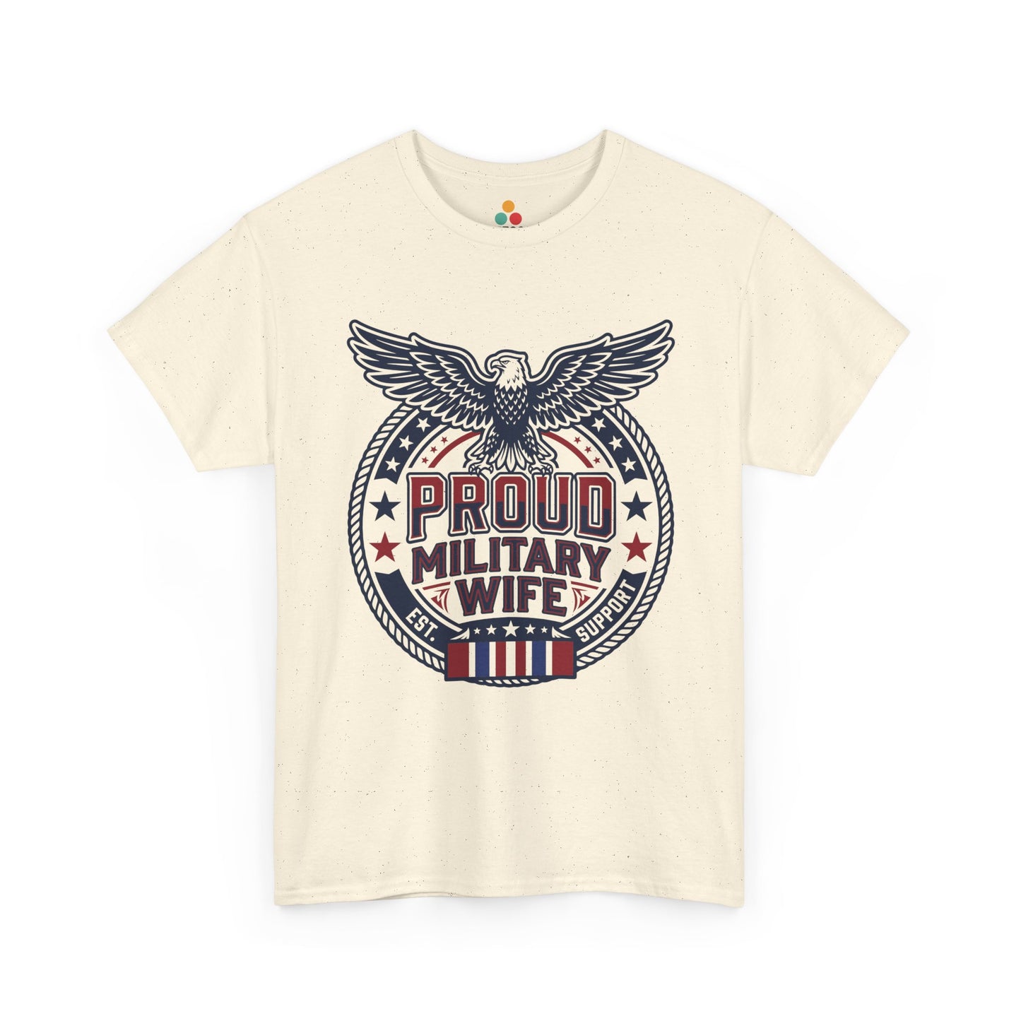 Proud Military Wife cream ivory cotton T-Shirt – Retro Patriotic Army Spouse Gift for Women | TEEZOCA 