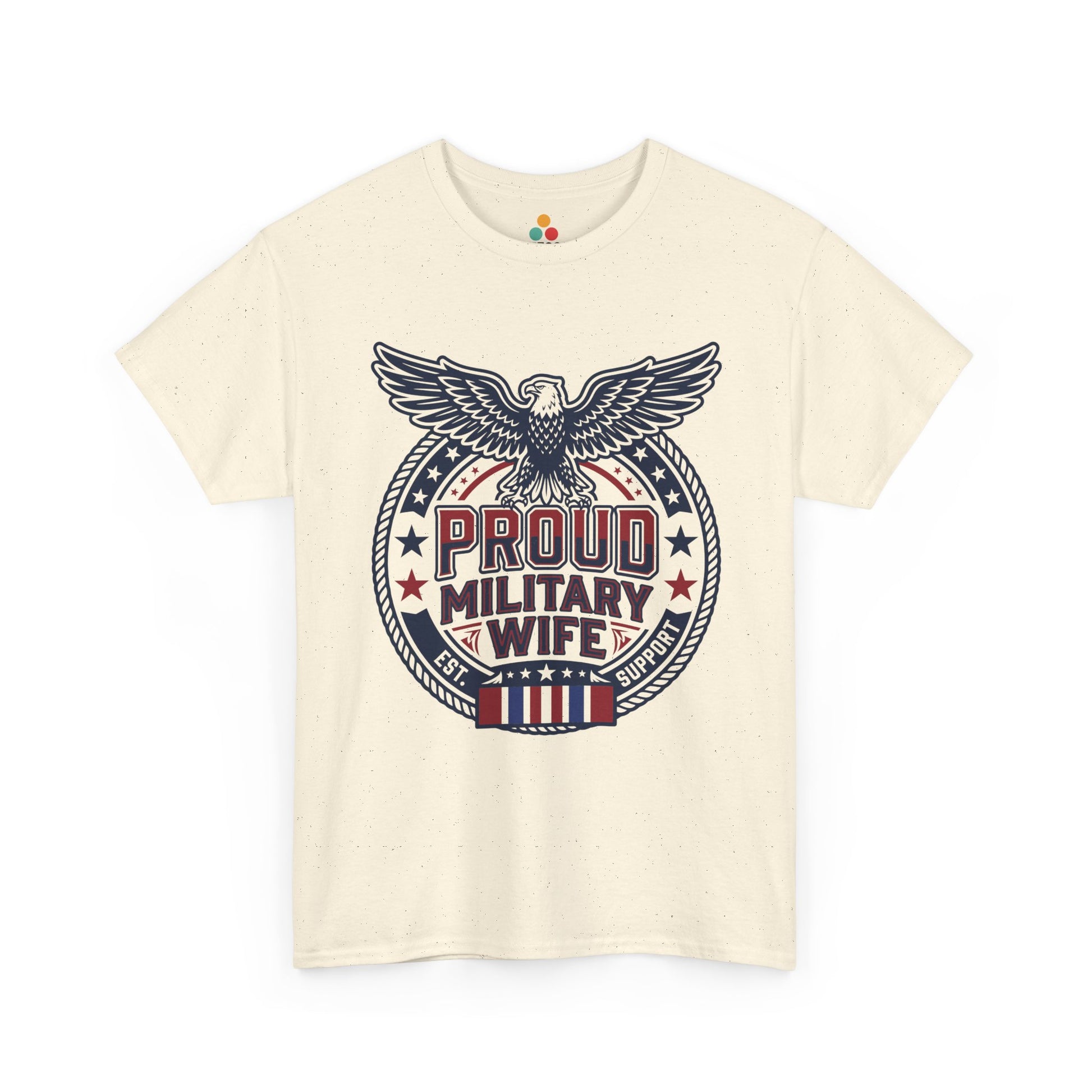 Proud Military Wife cream ivory cotton T-Shirt – Retro Patriotic Army Spouse Gift for Women | TEEZOCA 
