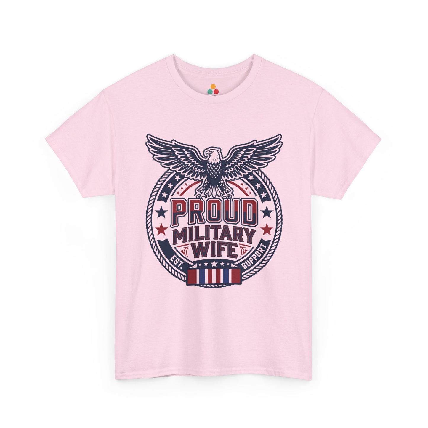Proud Military Wife light pink T-Shirt – Retro Patriotic Army Spouse Gift for Women | TEEZOCA 