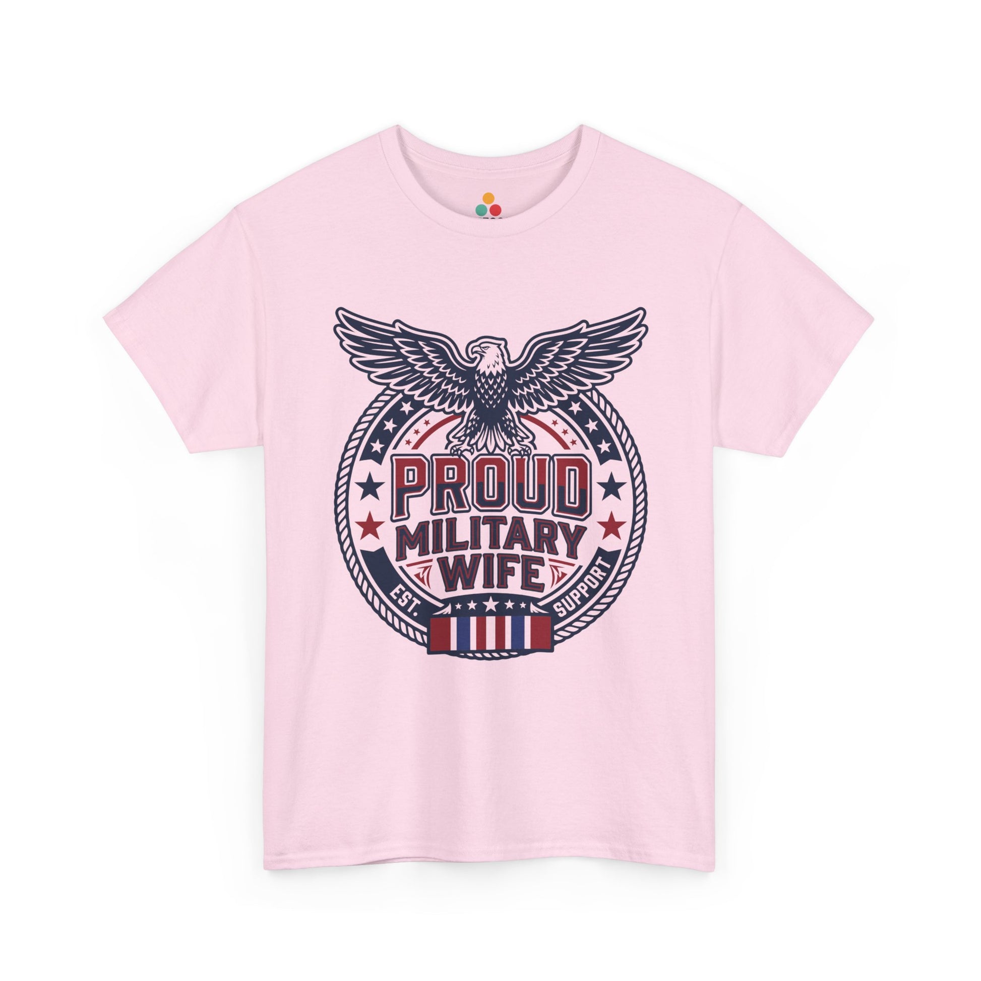 Proud Military Wife light pink T-Shirt – Retro Patriotic Army Spouse Gift for Women | TEEZOCA 