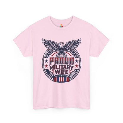 Proud Military Wife light pink T-Shirt – Retro Patriotic Army Spouse Gift for Women | TEEZOCA 