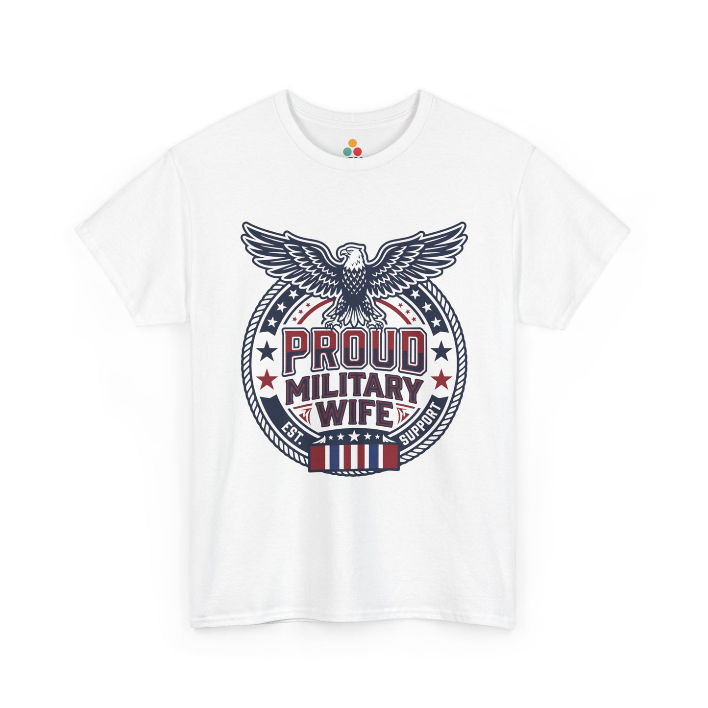 Proud Military Wife white T-Shirt – Retro Patriotic Army Spouse Gift for Women | TEEZOCA 